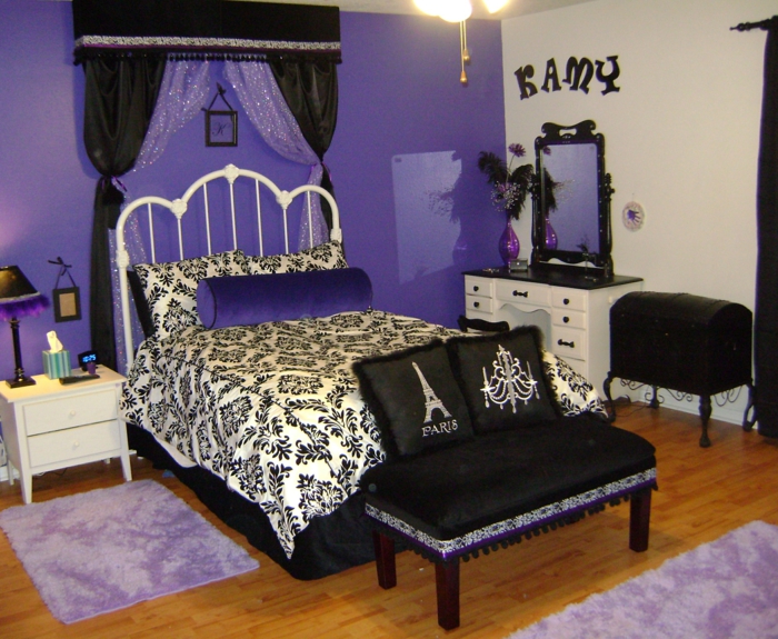 dormitorio para niñas acentos púrpura dormitorio banco de mirada individual