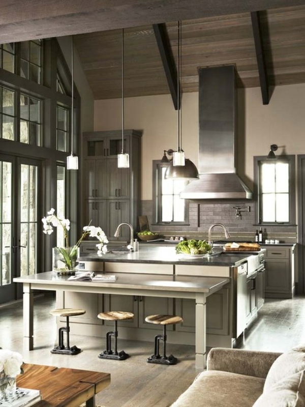 kitchen home decor steel wood ceiling