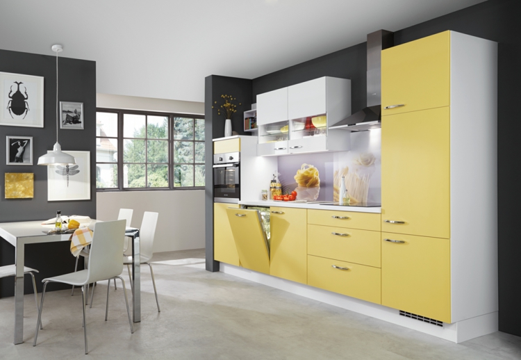 идеи за кухня декорация кухня цветова схема жълт цвят