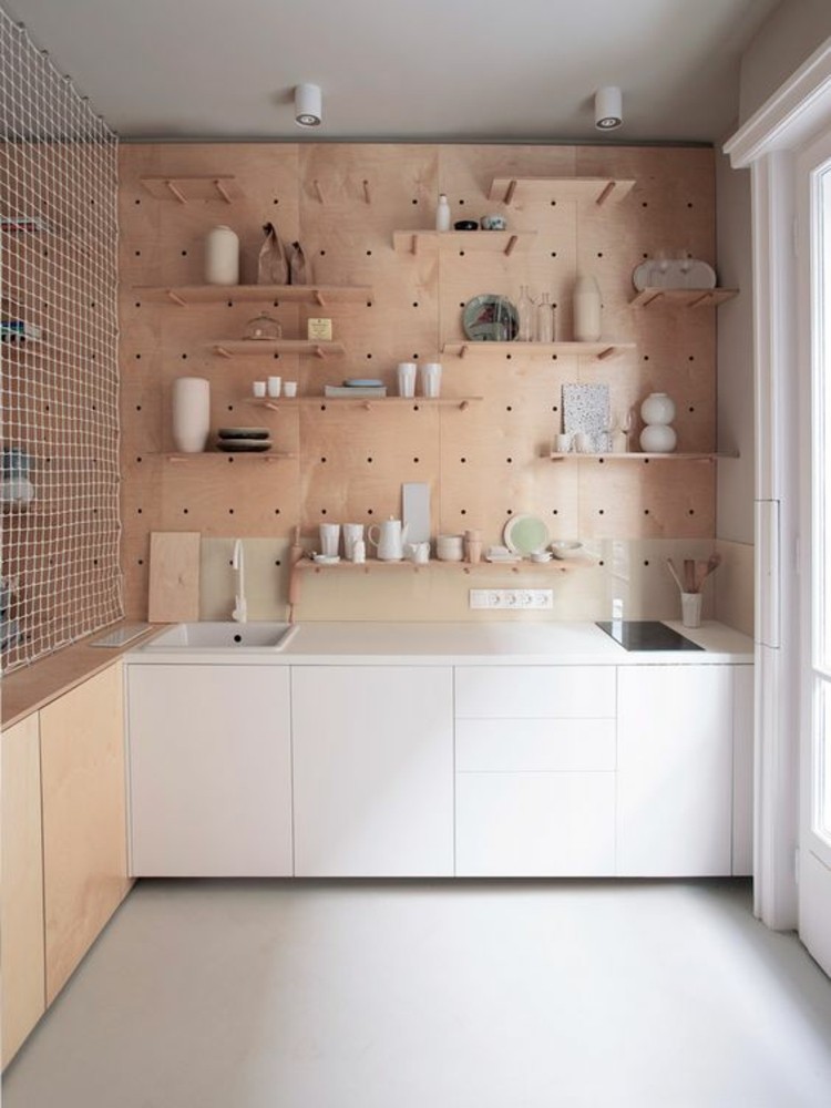 køkken design ideer træ væg praktisk mobil