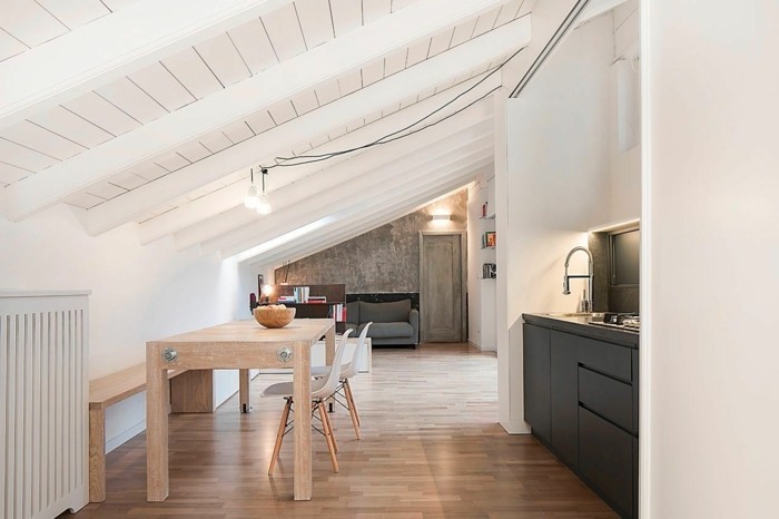 Κορυφή διαμέρισμα επίπλων κουζίνας πολυτελές σοφίτα κεκλιμένες ιδέες οροφής κουζίνας13