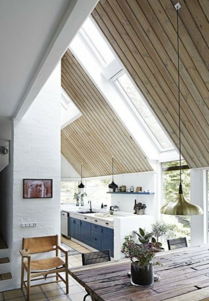 Διαμέρισμα τελευταίου ορόφου επίπλων κουζίνας επικλινές ιδέες οροφής kitchen48