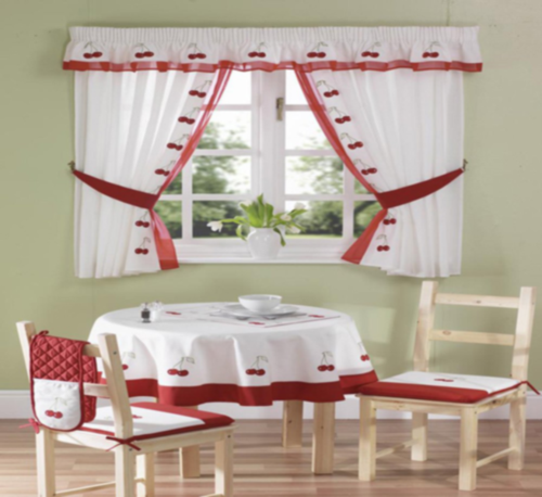 kitchen curtains ideas patterns cherries dining room tablecloths