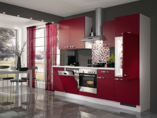 cortinas de cocina transparentes ideas de diseño de cocina rojo cereza