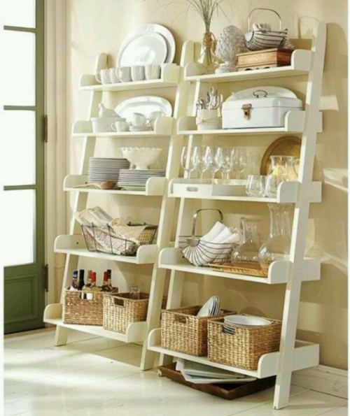 ideas de cocina estantes en forma de escalera