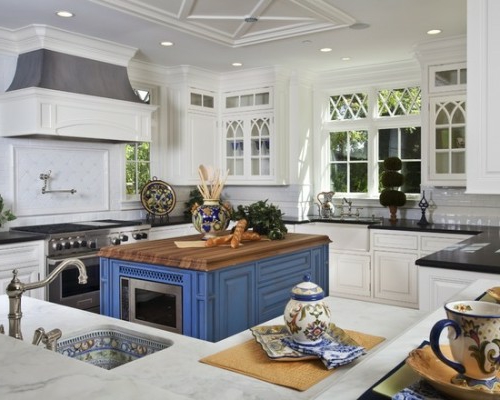kitchens in cobalt blue with microwave