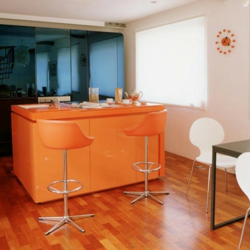 kitchen island orange in high gloss