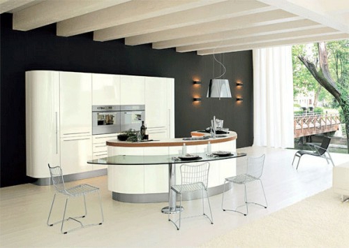 kitchens oval shape and glass