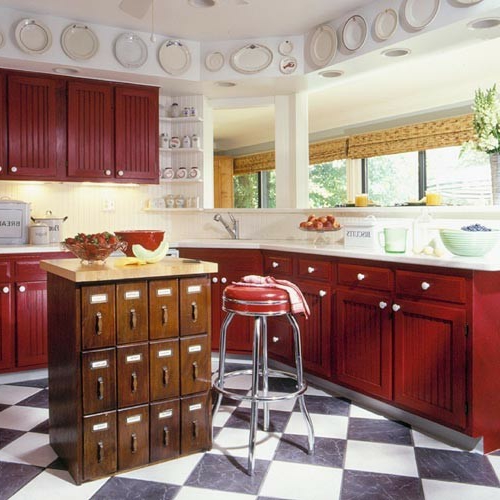 keukeneiland vintage stijl met veel vakken