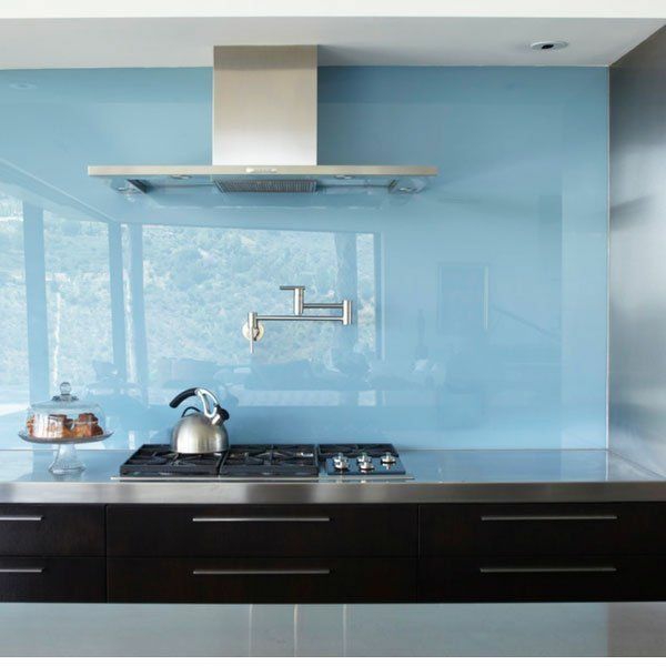 厨房后墙由玻璃küchenrückwand有机玻璃淡蓝色