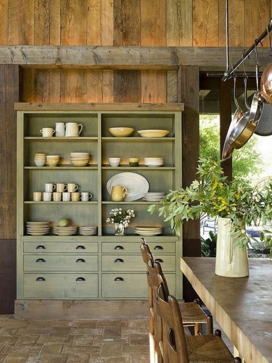 armoires de cuisine étagères poutres en bois table à manger pays cuisines