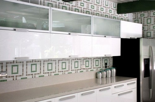 Ideas creativas espejo cocina mosaico idea diseño área de la cocina