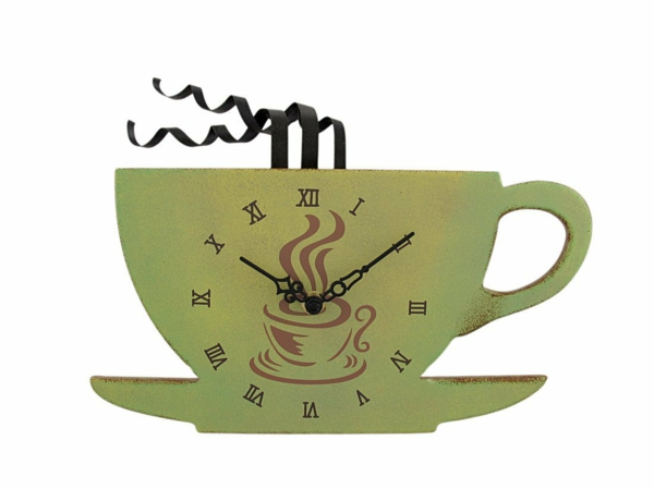 relojes de cocina diseño teacup verde modernos relojes de pared