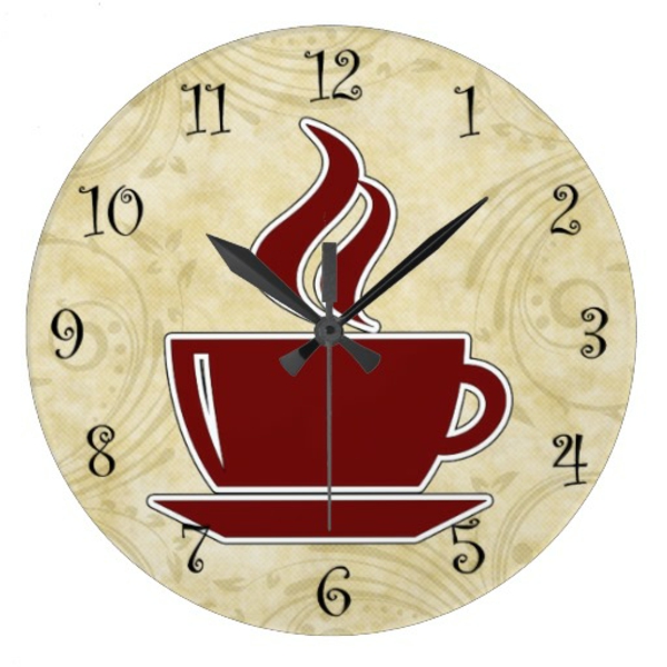 relojes de cocina modernos relojes de pared de la vendimia decoración de la pared ideas bebida de café por la mañana