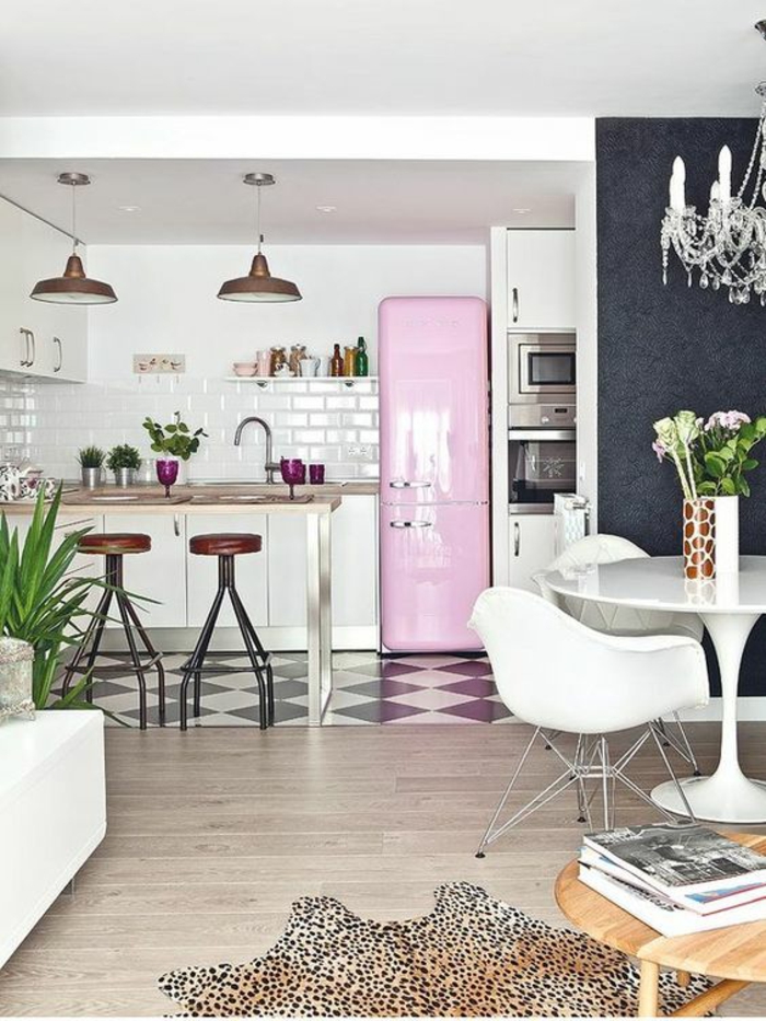 køleskabe lyserøde retro køleskab gulve køkken åben plan