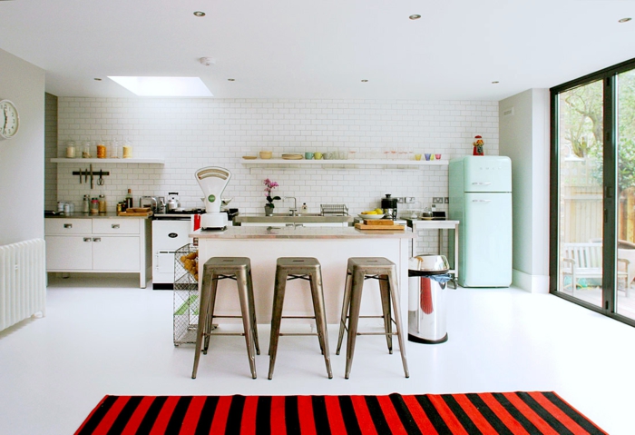 køleskabe retro køleskab stribe tæppe farvet lys gulv