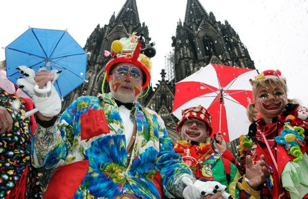Karneval 2015 i Köln Clowns kostymer