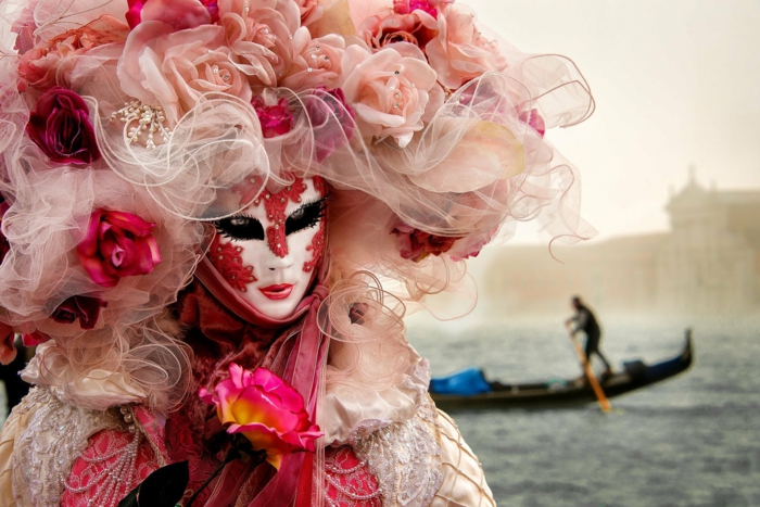 狂欢节在威尼斯嘉年华服饰头饰玫瑰面纱嘉年华服饰女性