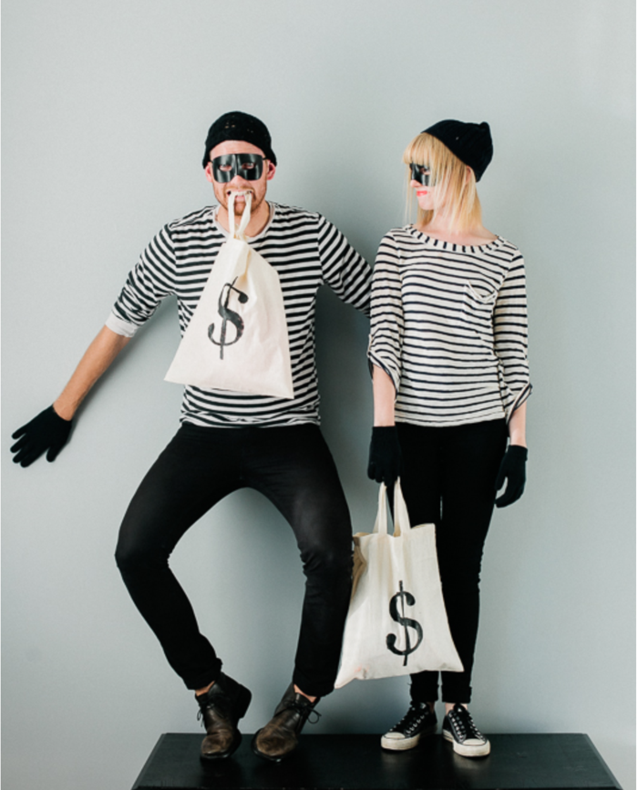 carnival costumes diy ideas bank robbers striped tops masks