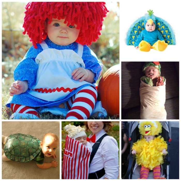 karnevalové kostýmy diy nápady barevné masky baby kid costumes