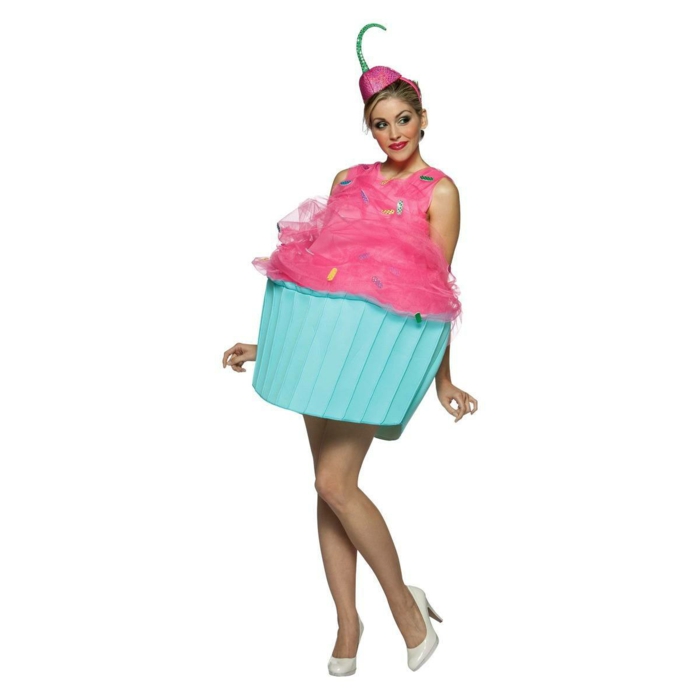 karnevalové kostýmy diy nápady cupcake růžová modrá
