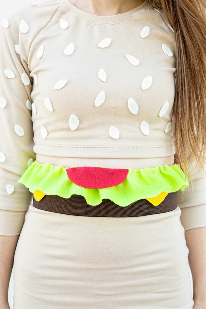 karnevalové kostýmy diy nápady hamburger ženy kostýmy šaty šijte sebe