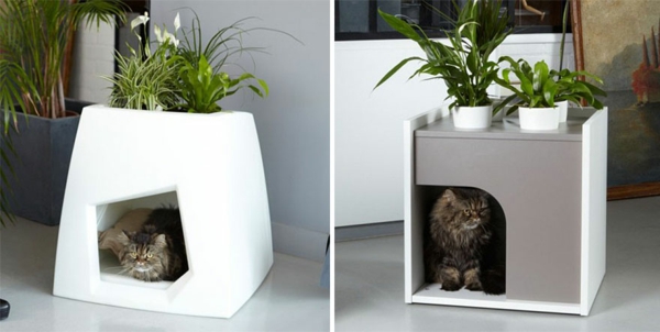 gato muebles maceta diseño escondite cabaña