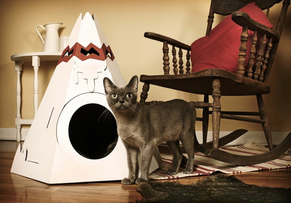 diseño de muebles de gato tienda de piel de cartón