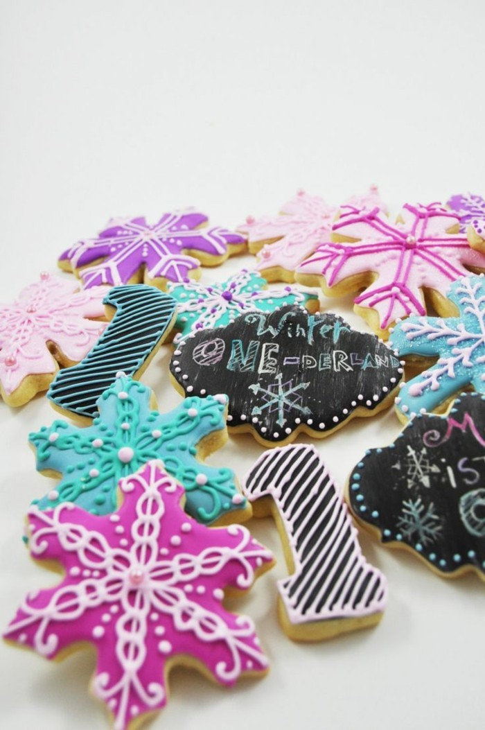 cookies baking snowflake colored