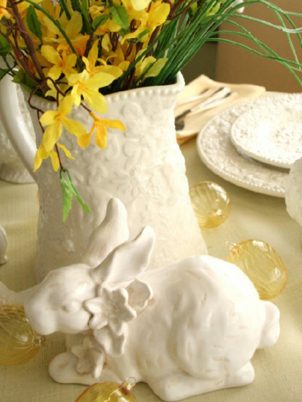 conejo de cerámica idea decoración mesa banquete fiesta pascua