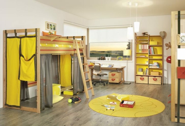 παιδικό κρεβάτι κουκέτα-εικόνες-νεολαία-δωμάτιο-μωρό-κίτρινο-υφές