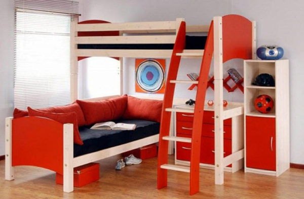 cama-cama para niños-pictures-youth-room-baby-red-glossy