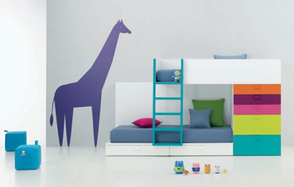 la cama de los niños-cuadros-juveniles-habitación-bebé-pared-deco-jirafas