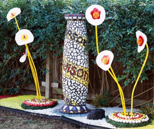 lasten mosaiikki sarake puutarhan koristeluideat puutarhan taidetta