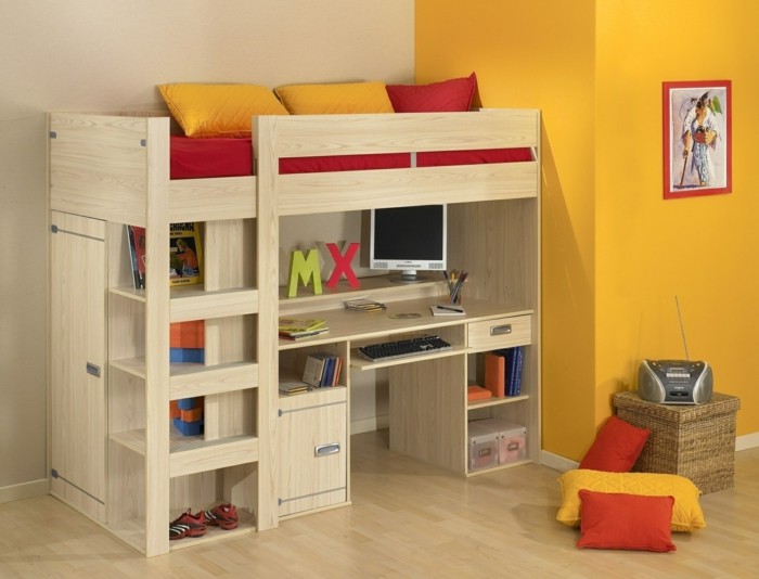 el gabinete de diseño de cama alta para niños deja de lado estantes