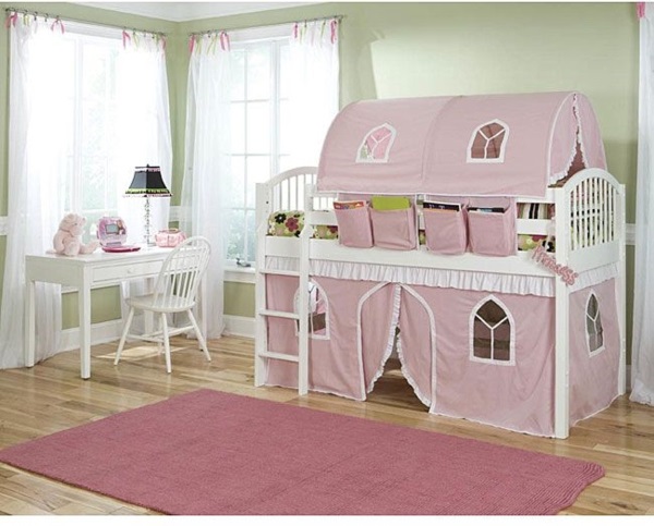 børns værelse senge telt seng køje rosa børn