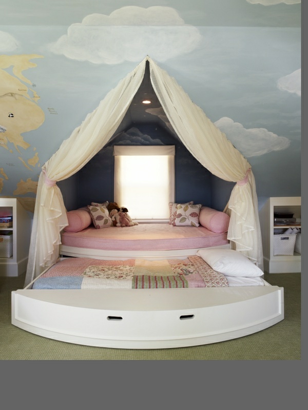 camas de habitación para niños cortinas de cama de campaña almohada de tiro