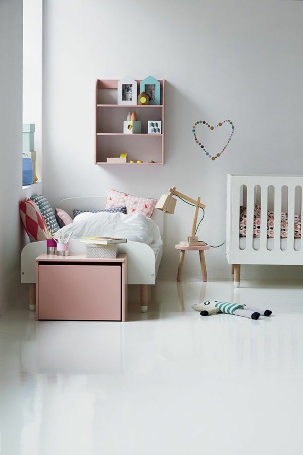nursery decor ideas girls room open wall shelves