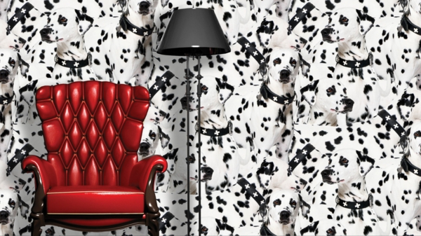 nursery decorate wallpaper dalmatian red armchair