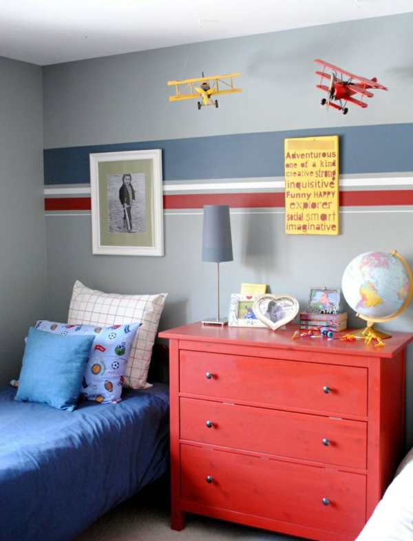 children's room for boys bed colored wall design aircraft dresser