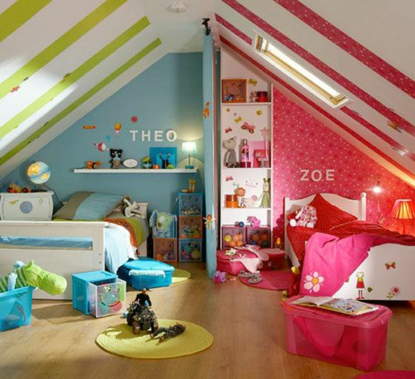 nursery colors wall paint pink green stripes beds