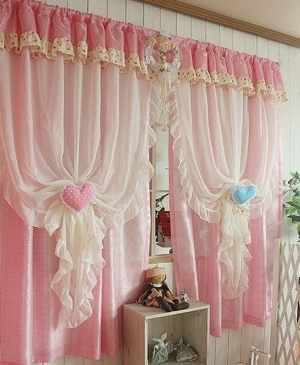 guardería cortinas decoración gardin ejemplos tiernos rosa