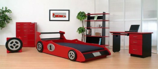 تصميم الحضانة الصبي سرير السيارة الصيغة 1 النقل الأحمر