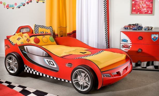 غرفة الأطفال إعداد سرير الصبي سيارة عربة الطفل السرير