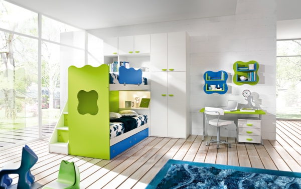 vaikų kambario dizaino berniukų kambarys mėlynas žalias