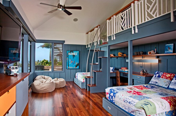 nursery decor tropical style decoración del hogar pintura de pared azul