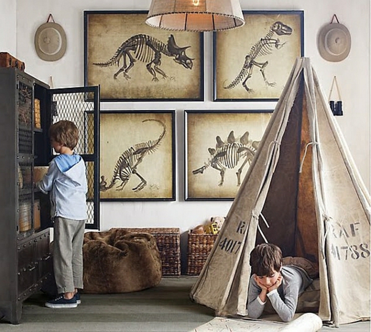 diseño de la habitación de los niños diseño de la pared ideas dinosaurio tienda de estilo rural