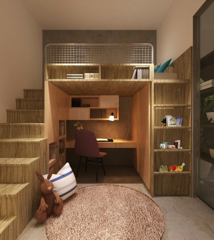 غرفة الاطفال سرير بطابقين يتوهم تصميم سجادة مستديرة