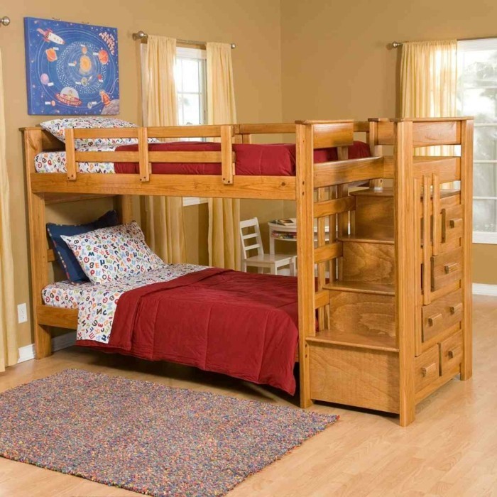 غرفة الاطفال سرير عالية وظيفية السجاد الخشب برودة