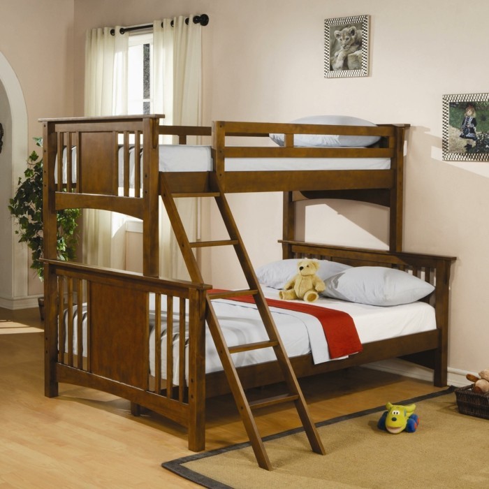 غرفة نوم الأطفال درج علوي الخشب تصميم بسيط